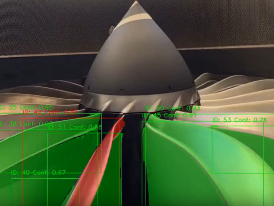 AI detection of dents on leading edges fan blades
